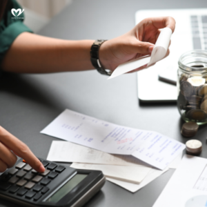 a woman calculating budget