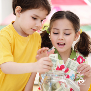 kids counting paper bills