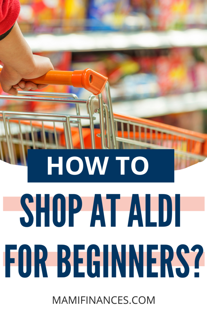 At The Supermarket with text: "How to shop at Aldi for beginners"