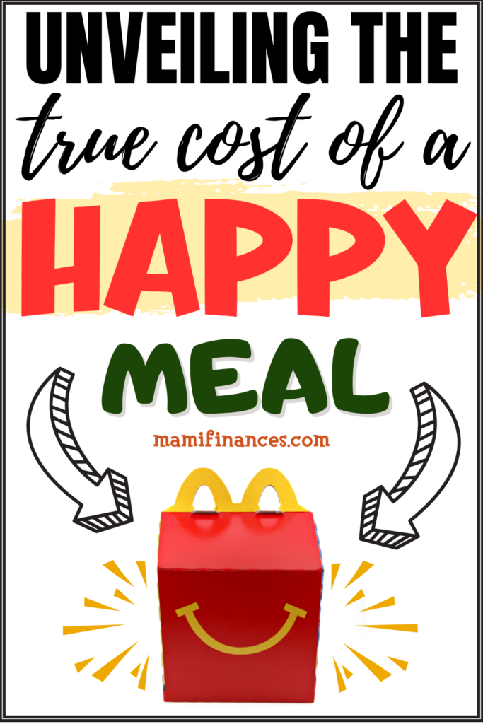 an image of a happy meal with text: "Unveiling the True Cost of a Happy Meal"