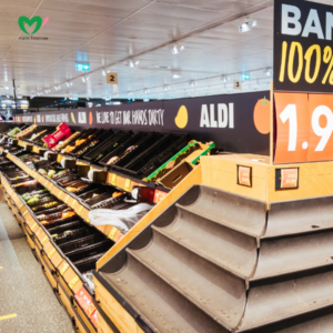 Empty Food and Product Shelves at an Aldi Supermarket